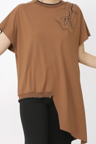 Embroidered Blouse - Brown - 5