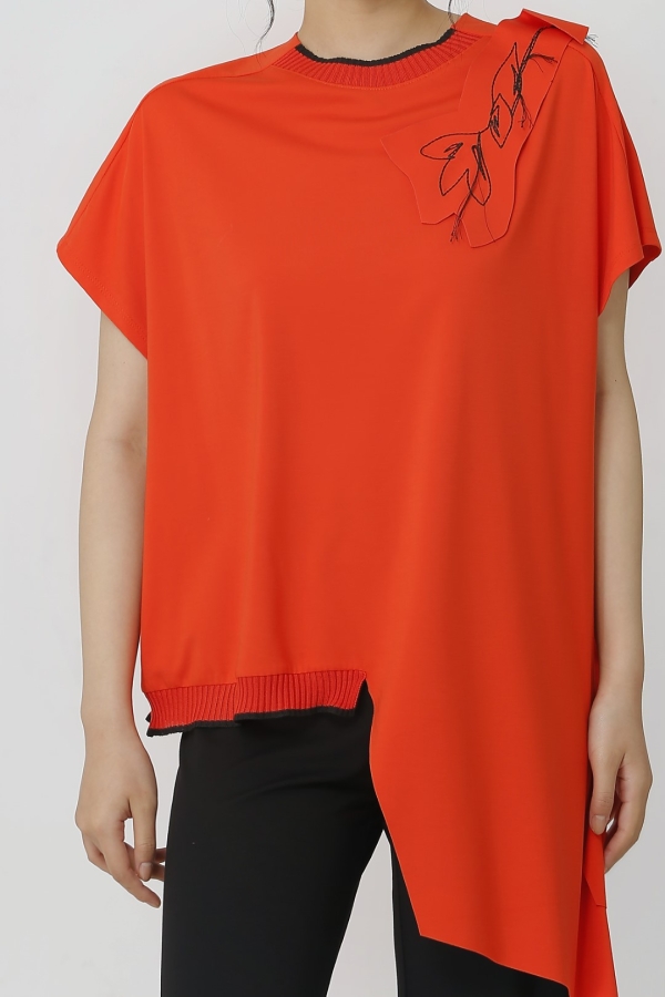 Embroidered Blouse - Red - 4