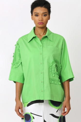 Fırfırlı Gömlek - Yeşil - 1