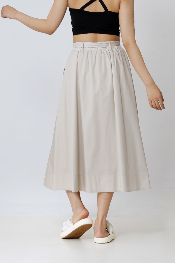 Front Button Skirt - Beige - 5