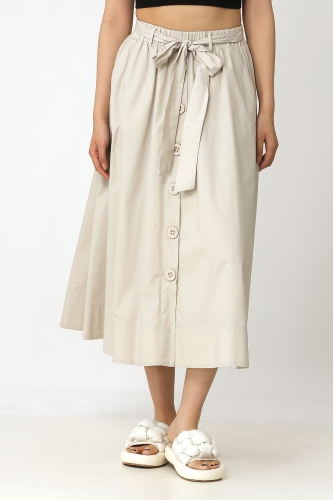 Front Button Skirt - Beige 