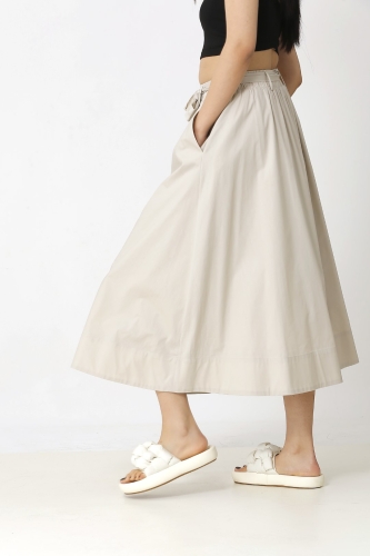 Front Button Skirt - Beige - 4