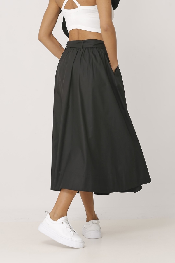 Front Button Skirt - Black - 3