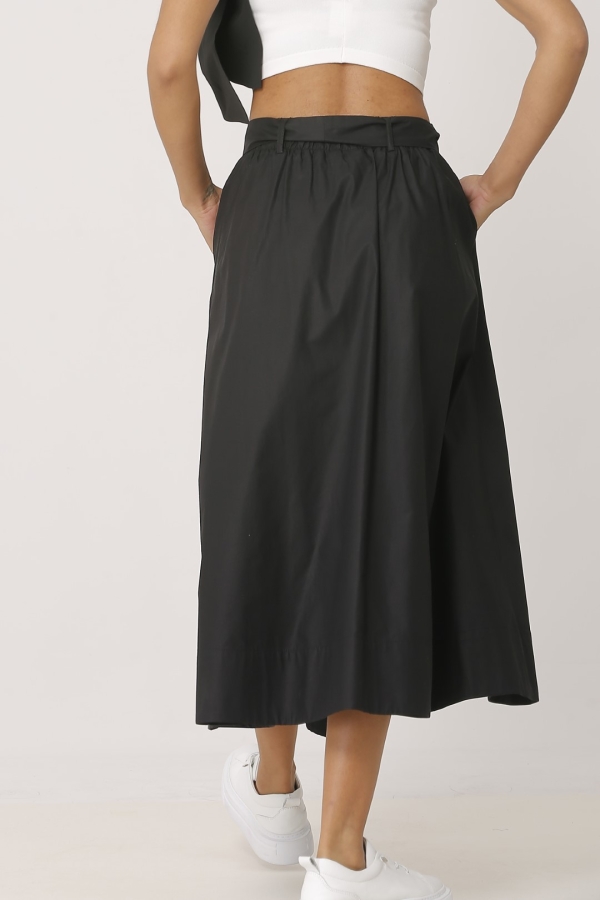 Front Button Skirt - Black - 4