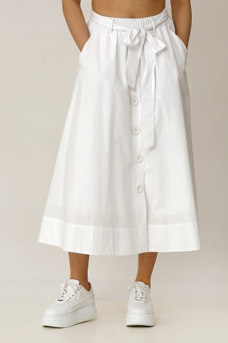 Front Button Skirt - White - 1