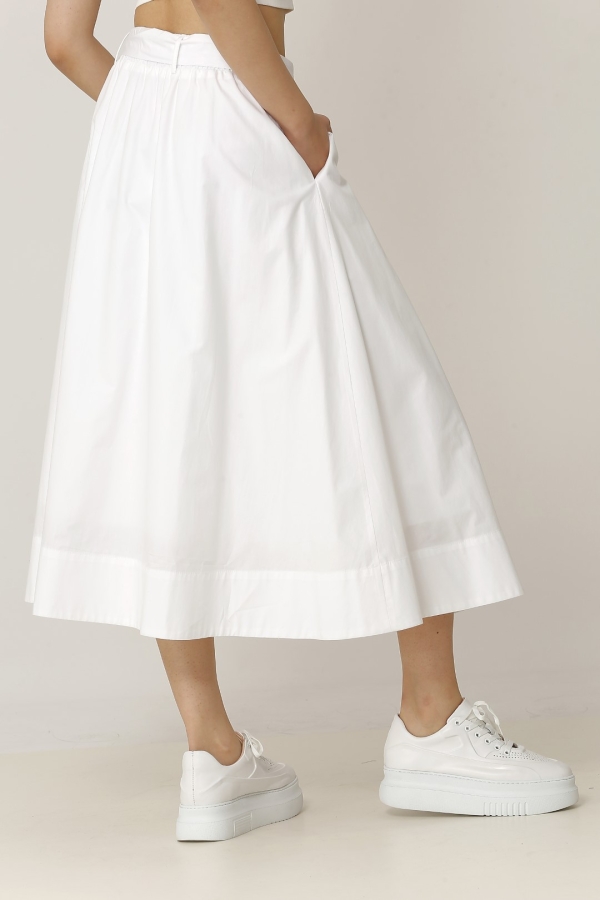Front Button Skirt - White - 2