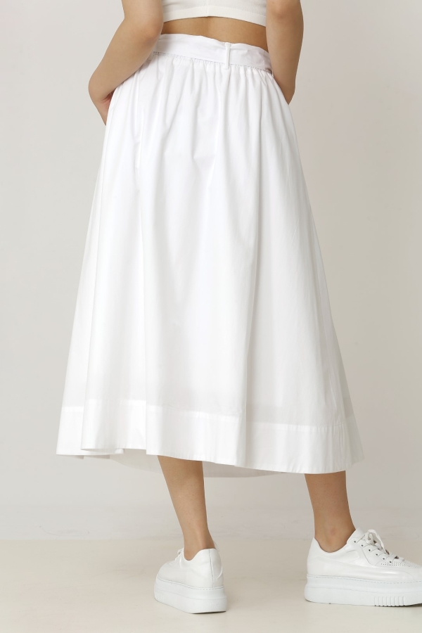 Front Button Skirt - White - 4