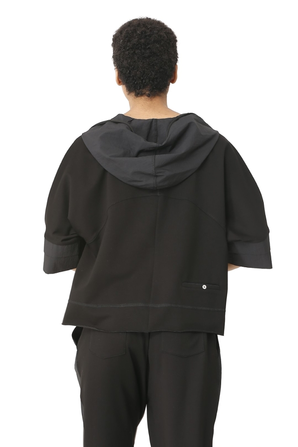 Front Wrinkled Raincoat Fabric Coat - Black - 5