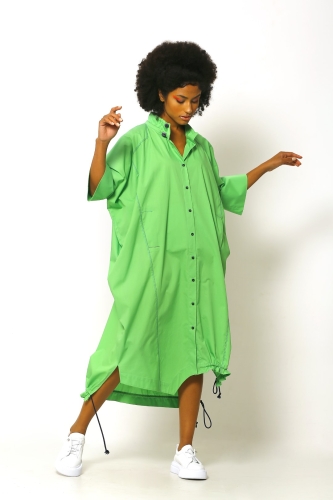 فستان قميص بياقة شيرد - أخضر تفاحي - 2