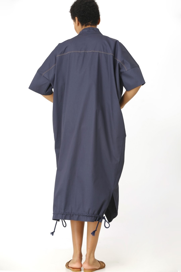 فستان قميص بياقة شيرد - أزرق فاتح - 4