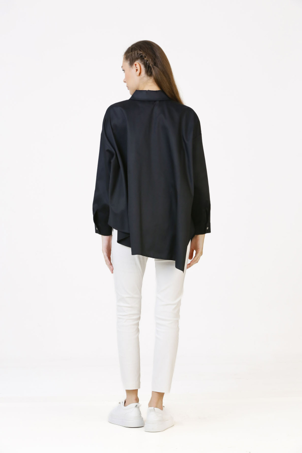 Gathered Shirt - Black - 6