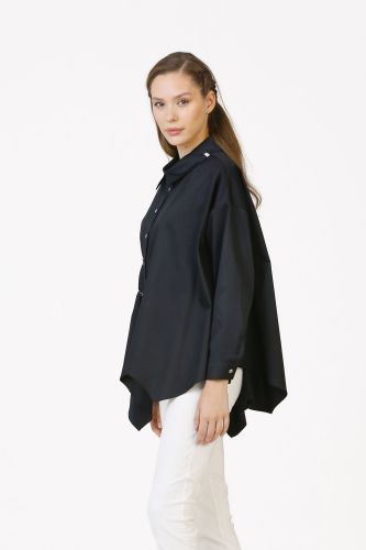 Gathered Shirt - Black - 5