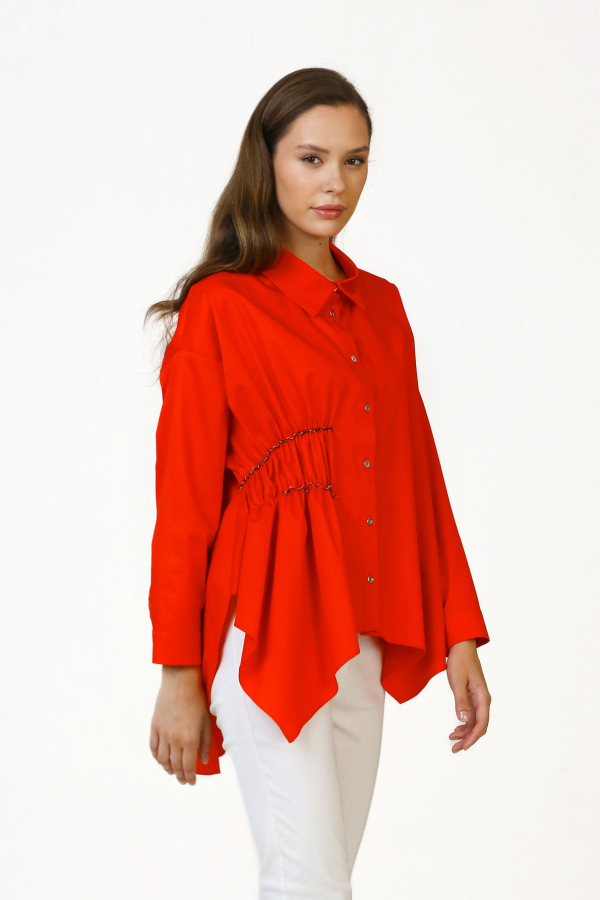 Gathered Shirt - Coral - 4