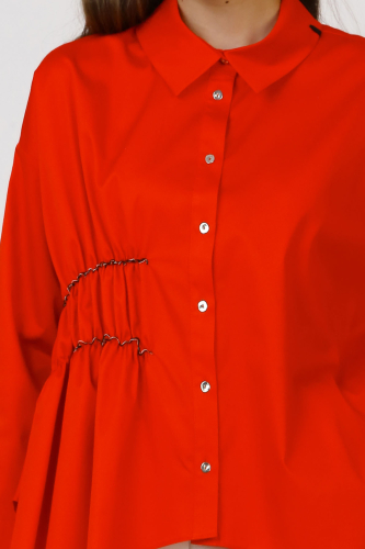 Gathered Shirt - Coral - 5