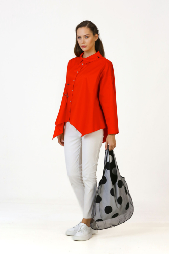 Gathered Shirt - Coral 