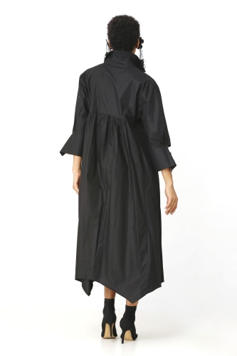 فستان قميص شيرت شيرت - أسود - 4