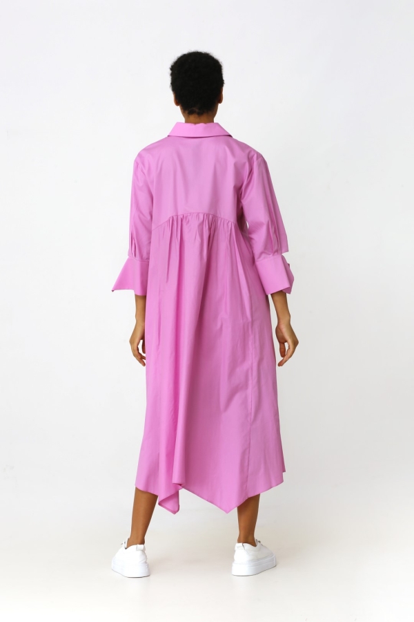 فستان قميص شيرت شيرد - وردي - 4