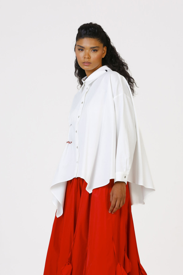 Gathered Shirt - White - 4