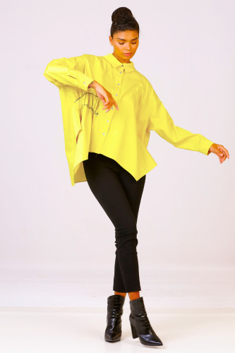 Gathered Shirt - Yellow - 1