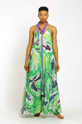 Gloss Pattern Dress - Green - 1
