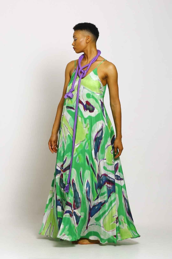 Gloss Pattern Dress - Green - 2