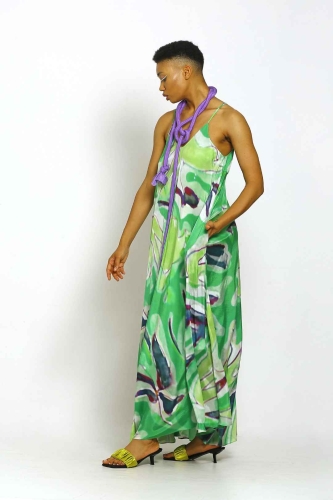 Gloss Pattern Dress - Green - 3