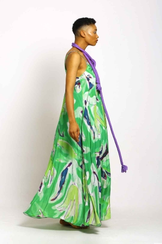 Gloss Pattern Dress - Green - 4