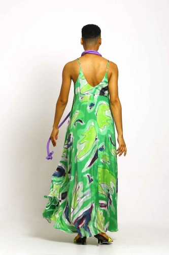 Gloss Pattern Dress - Green - 6