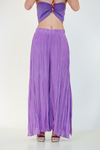 Glossy Crinkle Pants - Purple - 3