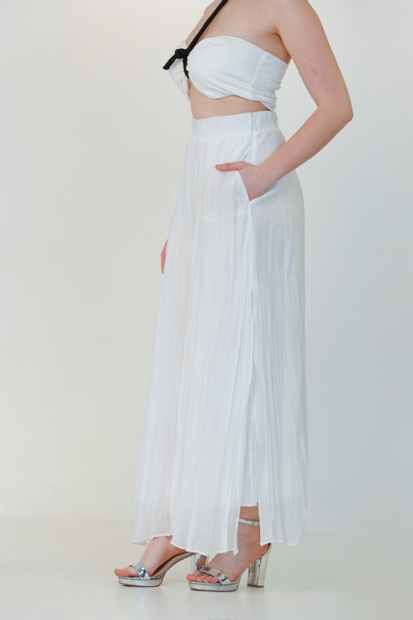 Glossy Crinkle Pants - White - BIZE (1)