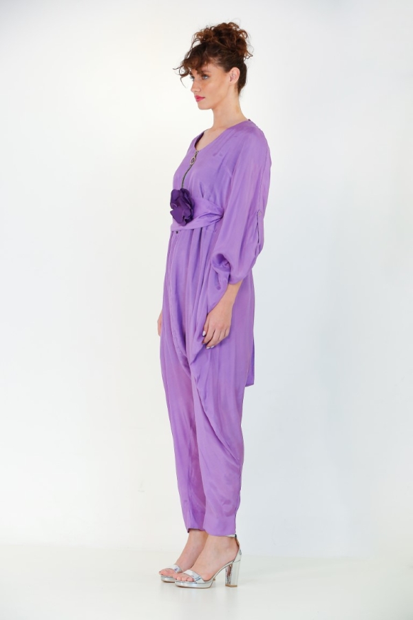 Glossy Jumpsuit - Purple - 3