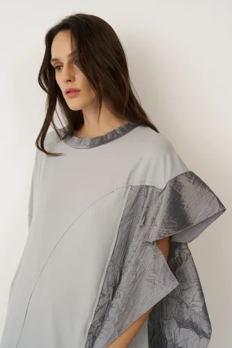 Gri Asimetrik Kesim Kokkino Bluz - BIZE (1)