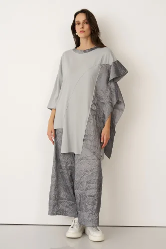 Gri Asimetrik Kesim Kokkino Bluz 