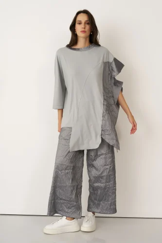 Gri Asimetrik Kesim Kokkino Bluz - 3