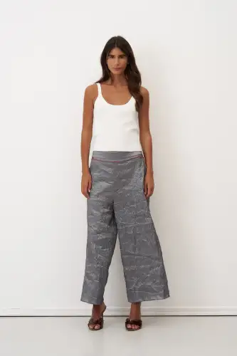 Gri Kırışık Renkli Dikişli Vido Pantolon - BIZE (1)