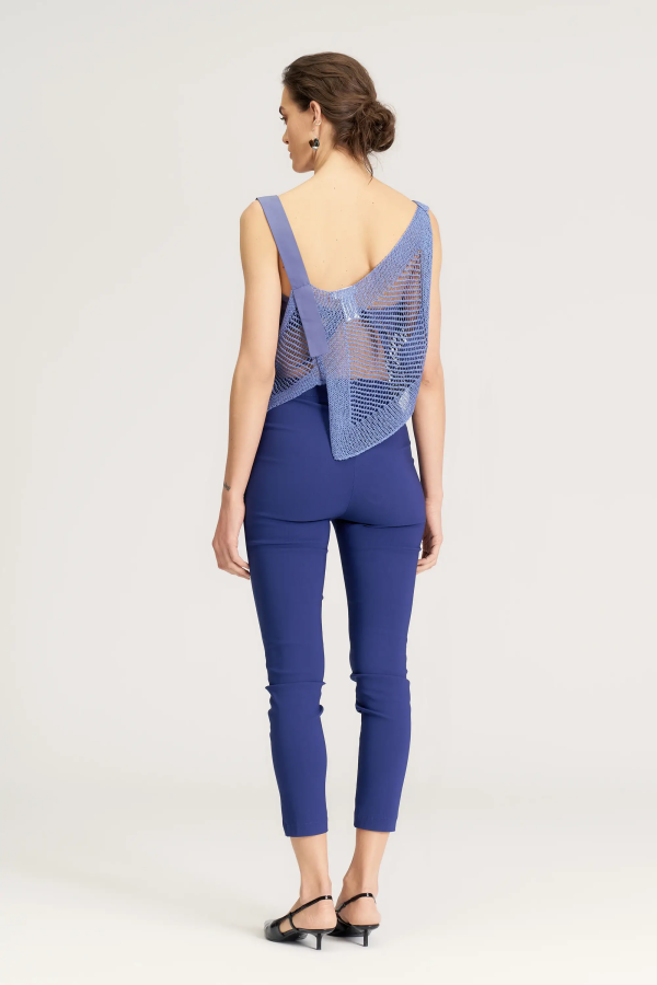 Gül Süslü Triko Bolero - Mavi - 2