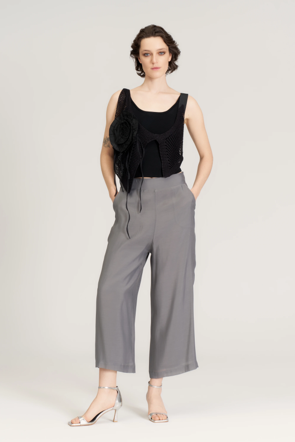 Gül Süslü Triko Bolero - Siyah - 2