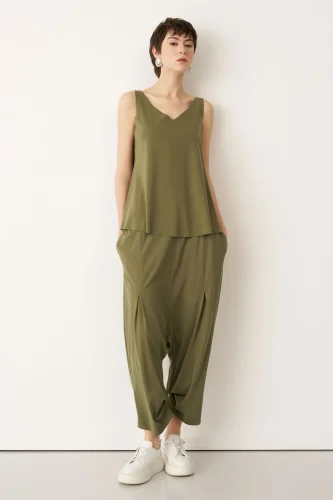 Haki Cepli Şalvar Tipi Delos Pantolon - 1