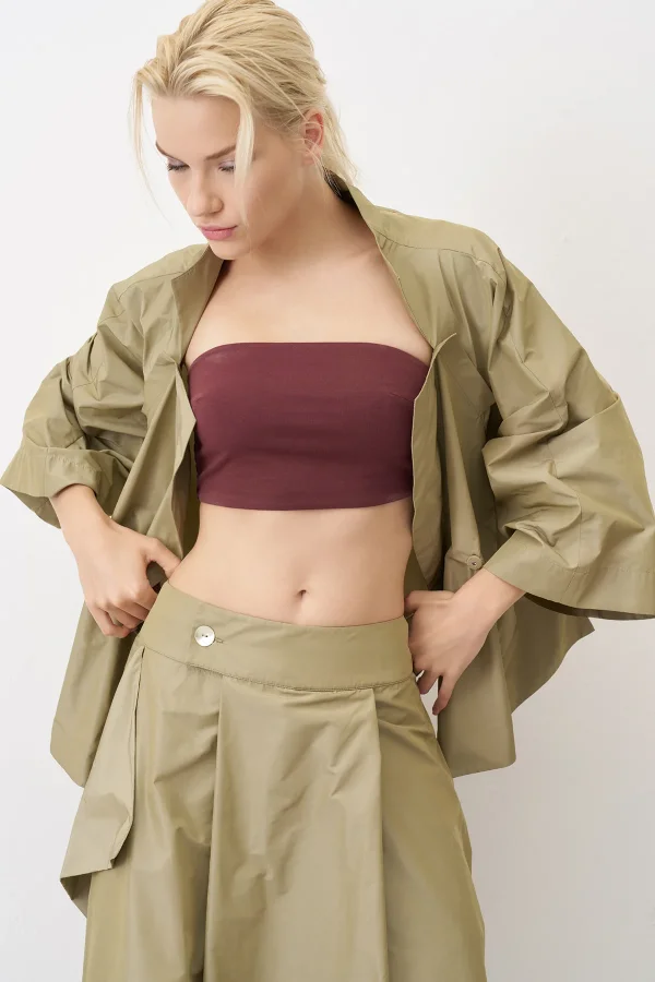 Haki Geniş Kollu Arkoi Ceket - 4