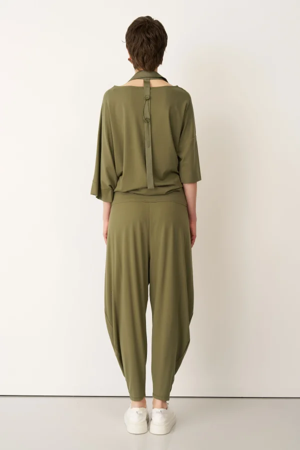 Haki Tafta Fular Yakalı Poros Bluz - 5