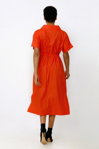 Half Sleeve Stitched Dress - Coral - 5
