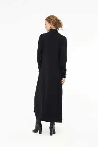 Hydra Dik Yaka Elbise - Siyah - 5