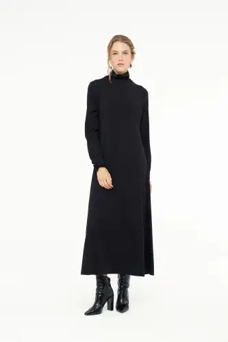 Hydra Dik Yaka Elbise - Siyah - BIZE (1)