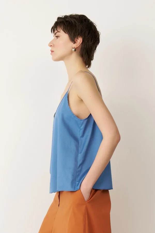 İndigo Askılı İnce Poplin Psara Bluz - 3