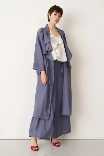 Indigo Büyük Yakalı Uzun Limnos Kap - 1