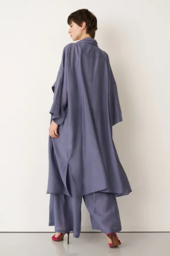 Indigo Büyük Yakalı Uzun Limnos Kap - 6