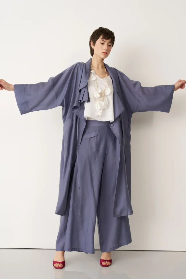 Indigo Büyük Yakalı Uzun Limnos Kap - 2