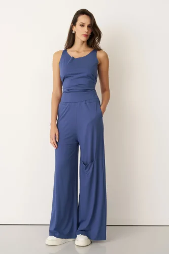 İndigo Dizi Cepli Bol Paça Spetses Pantolon - 1