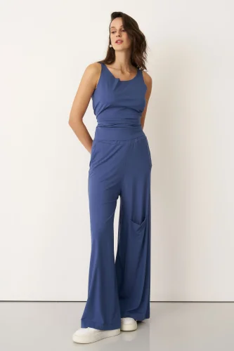 İndigo Dizi Cepli Bol Paça Spetses Pantolon - BIZE (1)