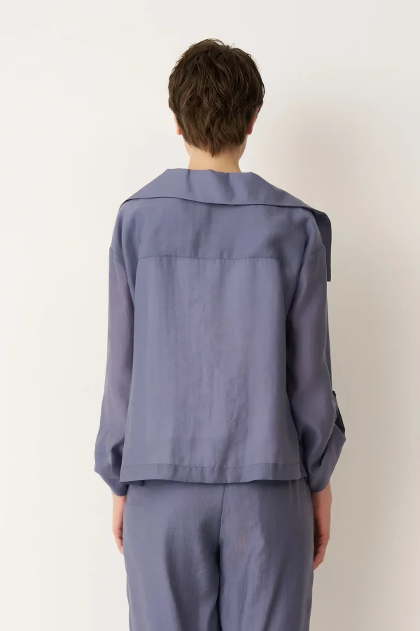 Indigo Kruvaze Yaka Dört Düğmeli Limnos Ceket - 5